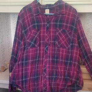 Faded Glory Red and Black Plaid Shirt
